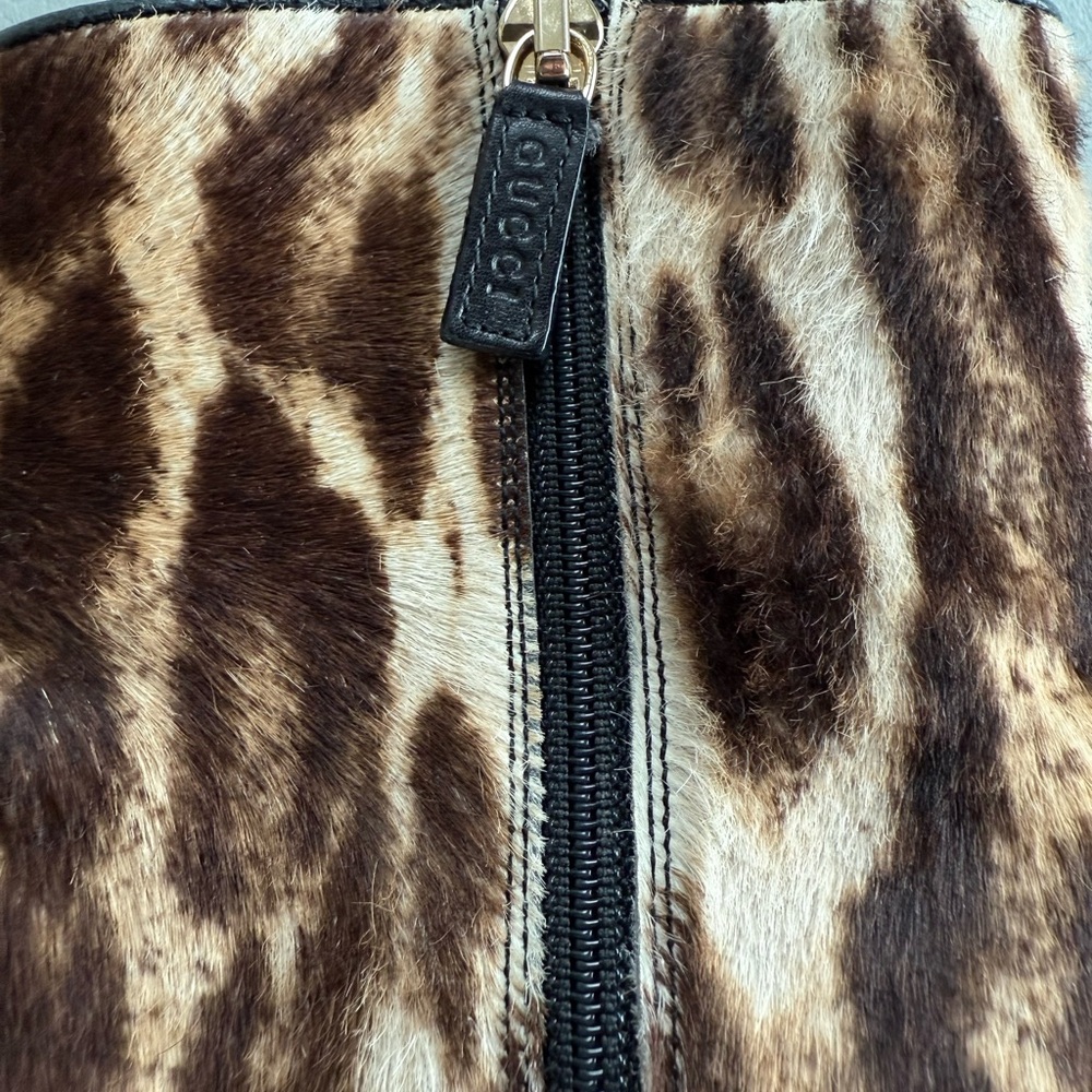 Gucci Leopard Print Ponyhair Heeled Ankle Boots, EU 37.5 - Picture 8 of 14